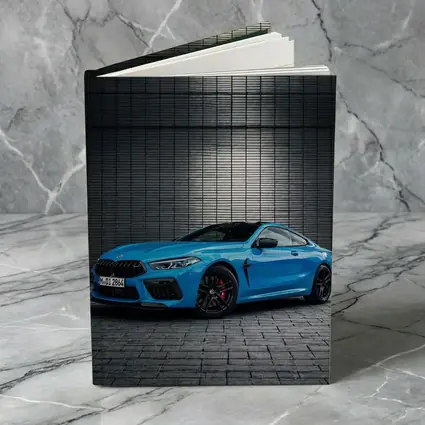 BMW M8 Blue Coupe Urban Wall Background