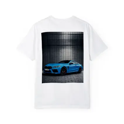 BMW M8 Blue Coupe Urban Wall Background