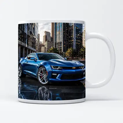 Blue Chevrolet Camaro SS City Background