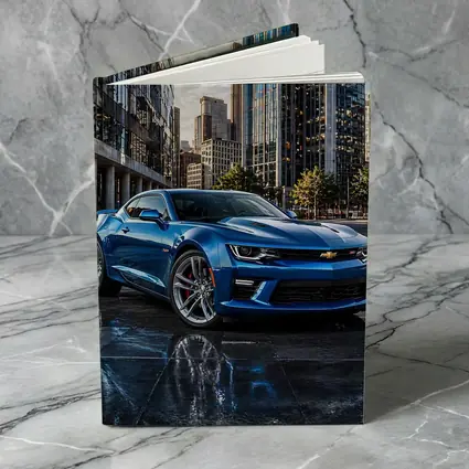 Blue Chevrolet Camaro SS City Background