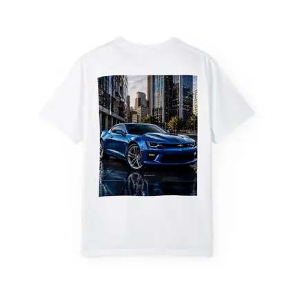 Blue Chevrolet Camaro SS City Background