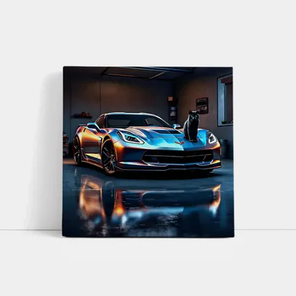 Chevrolet Corvette Black Cat Garage Night