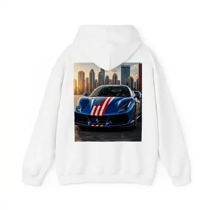 Ferrari 488 GTB American Flag City Skyline