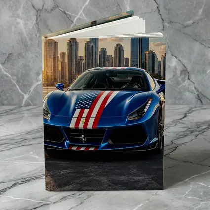 Ferrari 488 GTB American Flag City Skyline