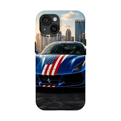 Ferrari 488 GTB American Flag City Skyline