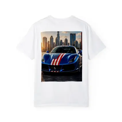 Ferrari 488 GTB American Flag City Skyline