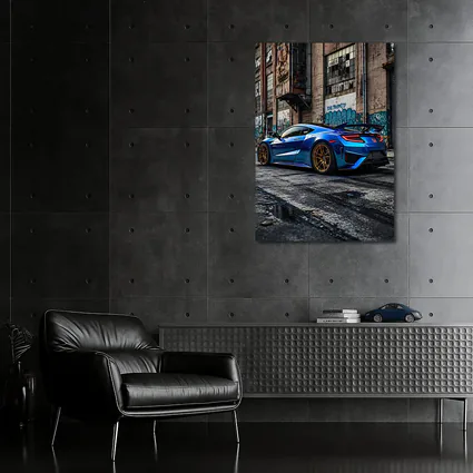 Blue Honda NSX Parked Urban Warehouse Setting