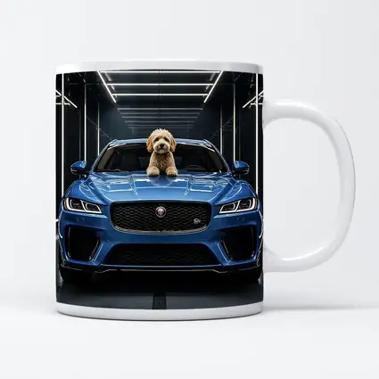 Blue Jaguar F-Pace SVR Dog Garage