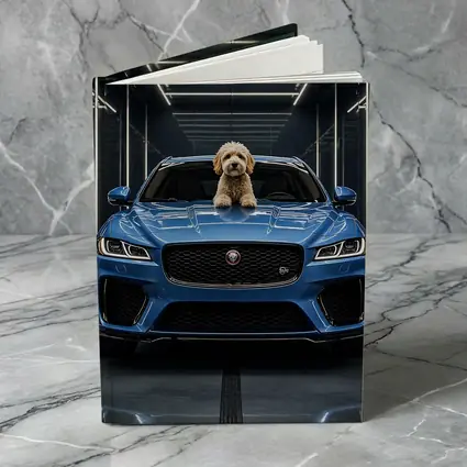 Blue Jaguar F-Pace SVR Dog Garage