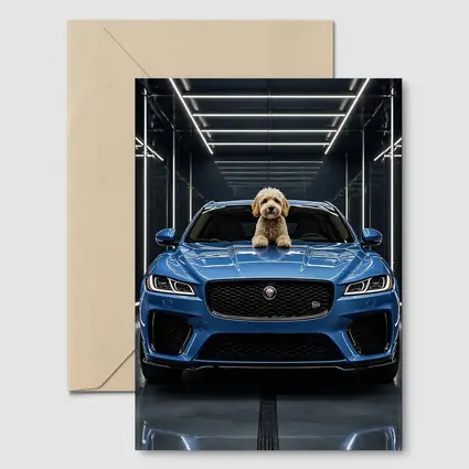 Blue Jaguar F-Pace SVR Dog Garage