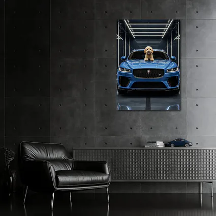 Blue Jaguar F-Pace SVR Dog Garage