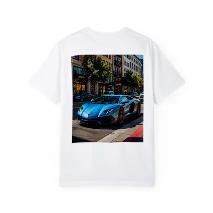 Blue Lamborghini Aventador City Street Scene