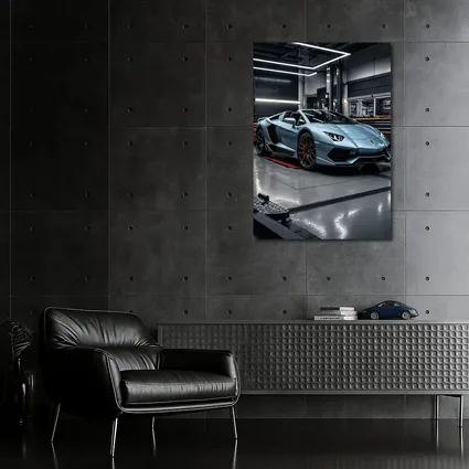 Lamborghini Aventador Silver Inside Dark Garage