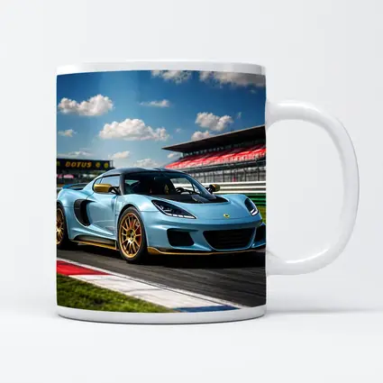 Lotus Emira Light Blue On Racing Track