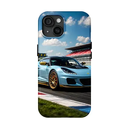 Lotus Emira Light Blue On Racing Track