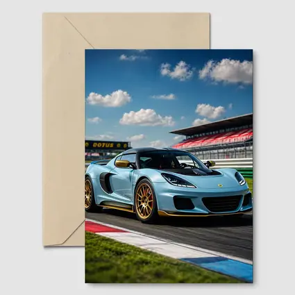 Lotus Emira Light Blue On Racing Track