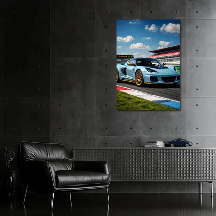 Lotus Emira Light Blue On Racing Track