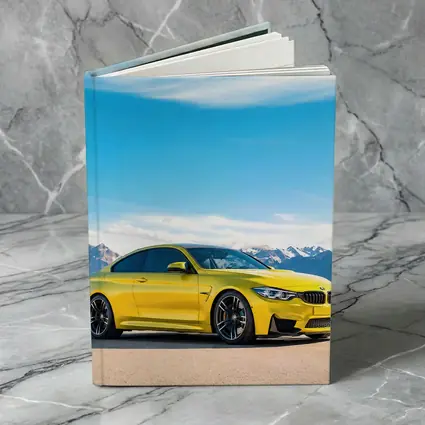 BMW M4 Yellow Parked Mountain Skyline
