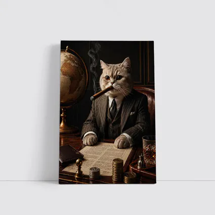 Boss Cat Godfather Suit Cigar Office