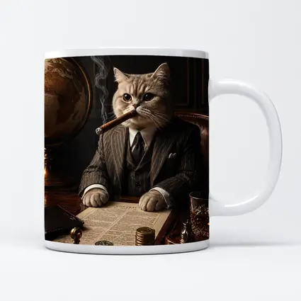 Boss Cat Godfather Suit Cigar Office