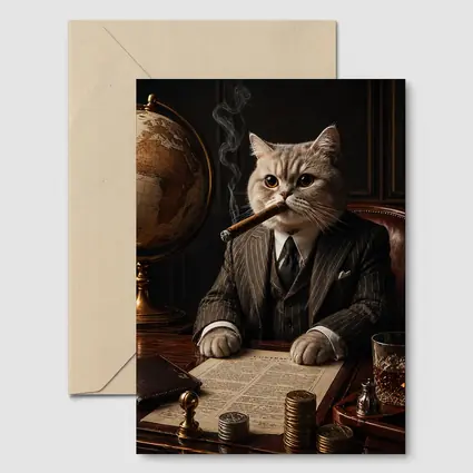 Boss Cat Godfather Suit Cigar Office
