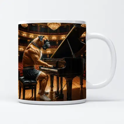 Boxer Dog Playing Piano Concert Hall