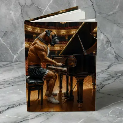 Boxer Dog Playing Piano Concert Hall