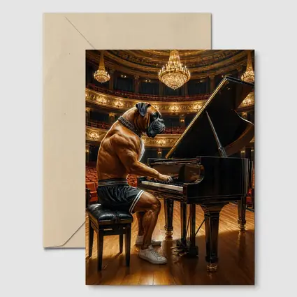 Boxer Dog Playing Piano Concert Hall
