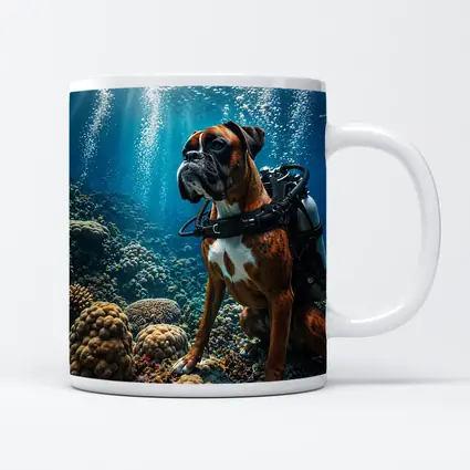 Boxer Dog Scuba Diving Coral Reef Underwater