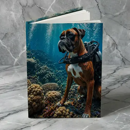Boxer Dog Scuba Diving Coral Reef Underwater