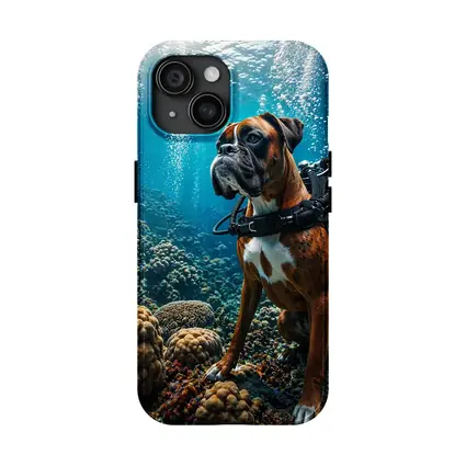 Boxer Dog Scuba Diving Coral Reef Underwater