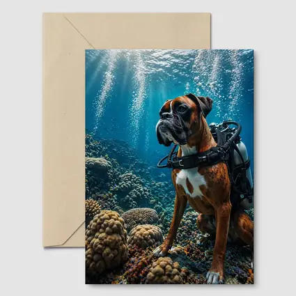 Boxer Dog Scuba Diving Coral Reef Underwater