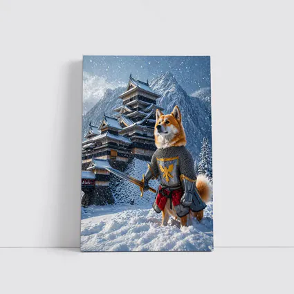 Shiba Inu Knight Warrior Snowy Japanese Castle