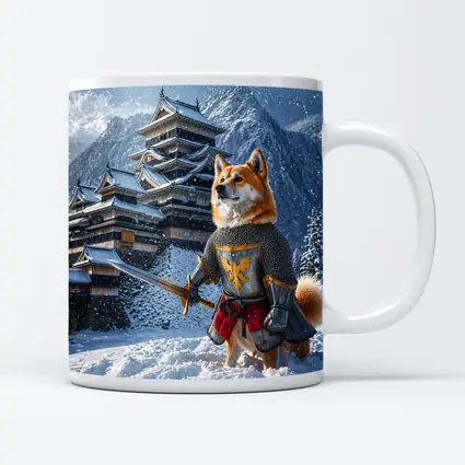 Shiba Inu Knight Warrior Snowy Japanese Castle