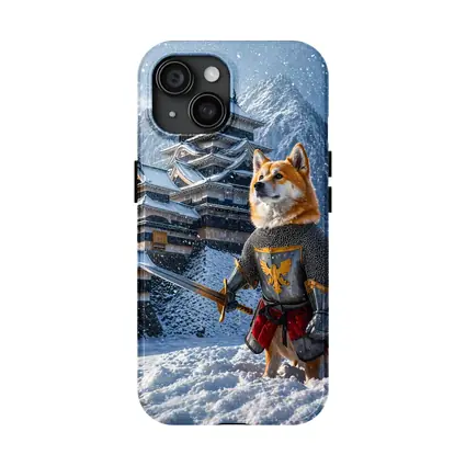 Shiba Inu Knight Warrior Snowy Japanese Castle