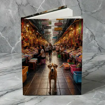 Dog Standing in Bangkok Thailand Street Market