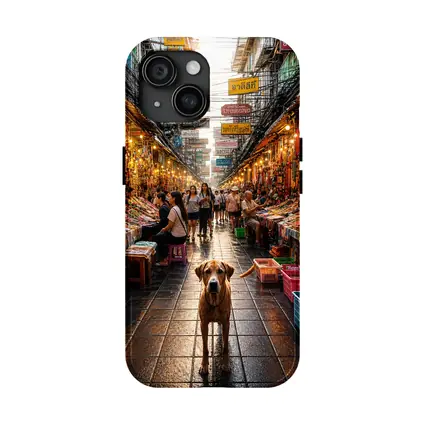 Dog Standing in Bangkok Thailand Street Market