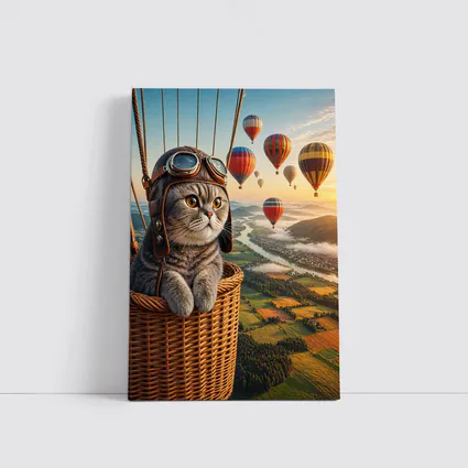 Scottish Fold Cat Hot Air Balloon Adventure