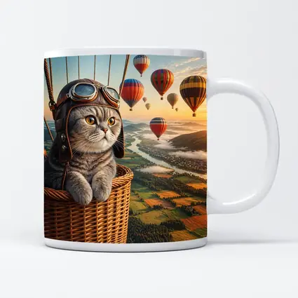 Scottish Fold Cat Hot Air Balloon Adventure