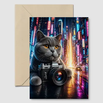 British Shorthair Cat Photographer Neon City