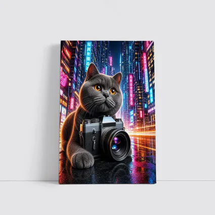 British Shorthair Cat Photographer Neon City