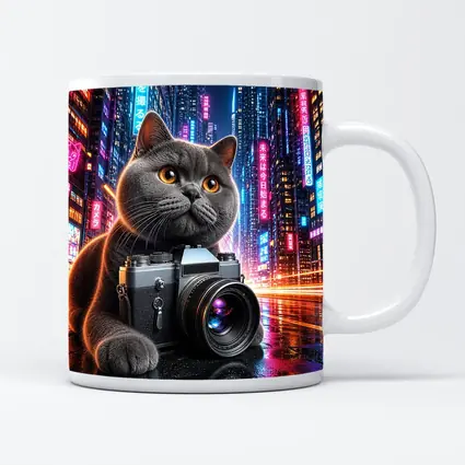 British Shorthair Cat Photographer Neon City