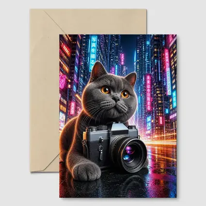 British Shorthair Cat Photographer Neon City