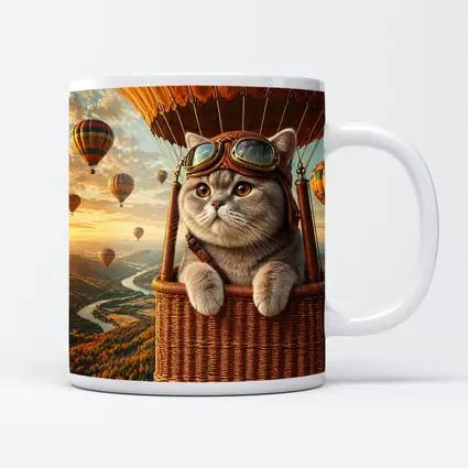British Shorthair Cat Hot Air Balloon Adventure