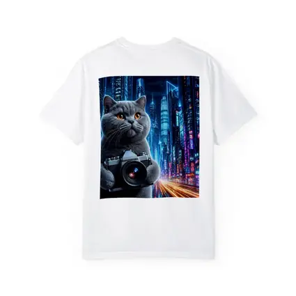 British Shorthair Cat Photographer Neon Cyberpunk City