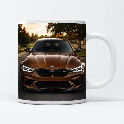 BMW M5 Brown Front View Suburban Sunset