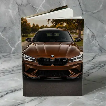 BMW M5 Brown Front View Suburban Sunset