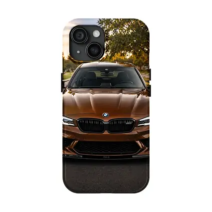 BMW M5 Brown Front View Suburban Sunset
