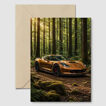 Chevrolet Corvette Bronze Supercar Forest Setting