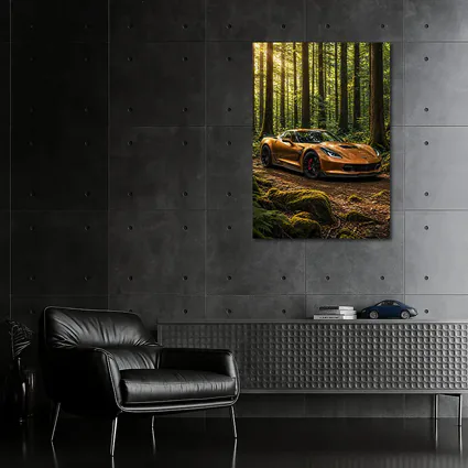 Chevrolet Corvette Bronze Supercar Forest Setting